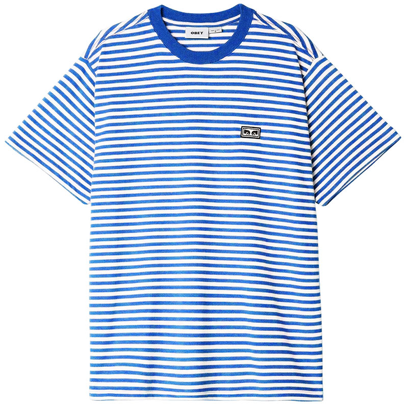 Obey Established Works Eyes Striped T-Shirt Surf Blue Obey Established Works Eyes Striped T-Shirt Surf Blue