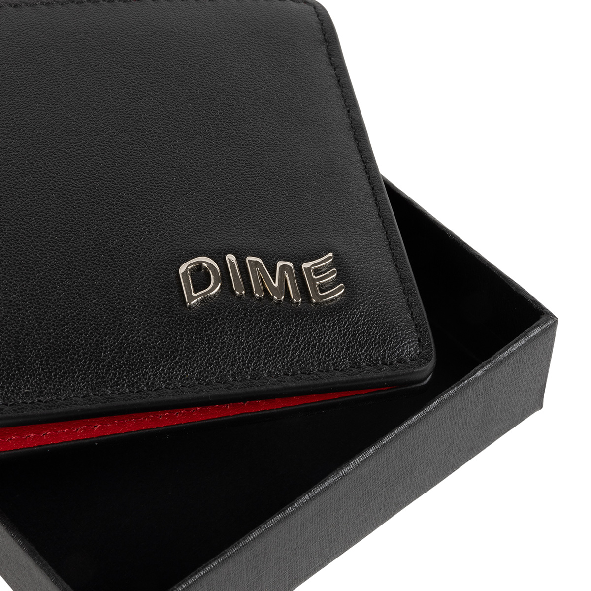 Dime Leather Bifold Wallet Black/Cherry