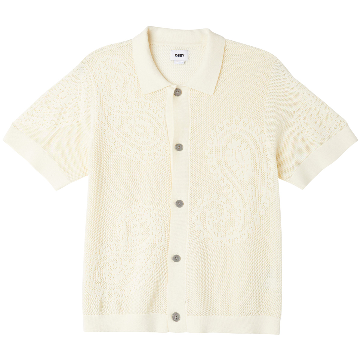Obey Tear Drop Open Knit Shirt Unbleached Obey Tear Drop Open Knit Shirt Unbleached