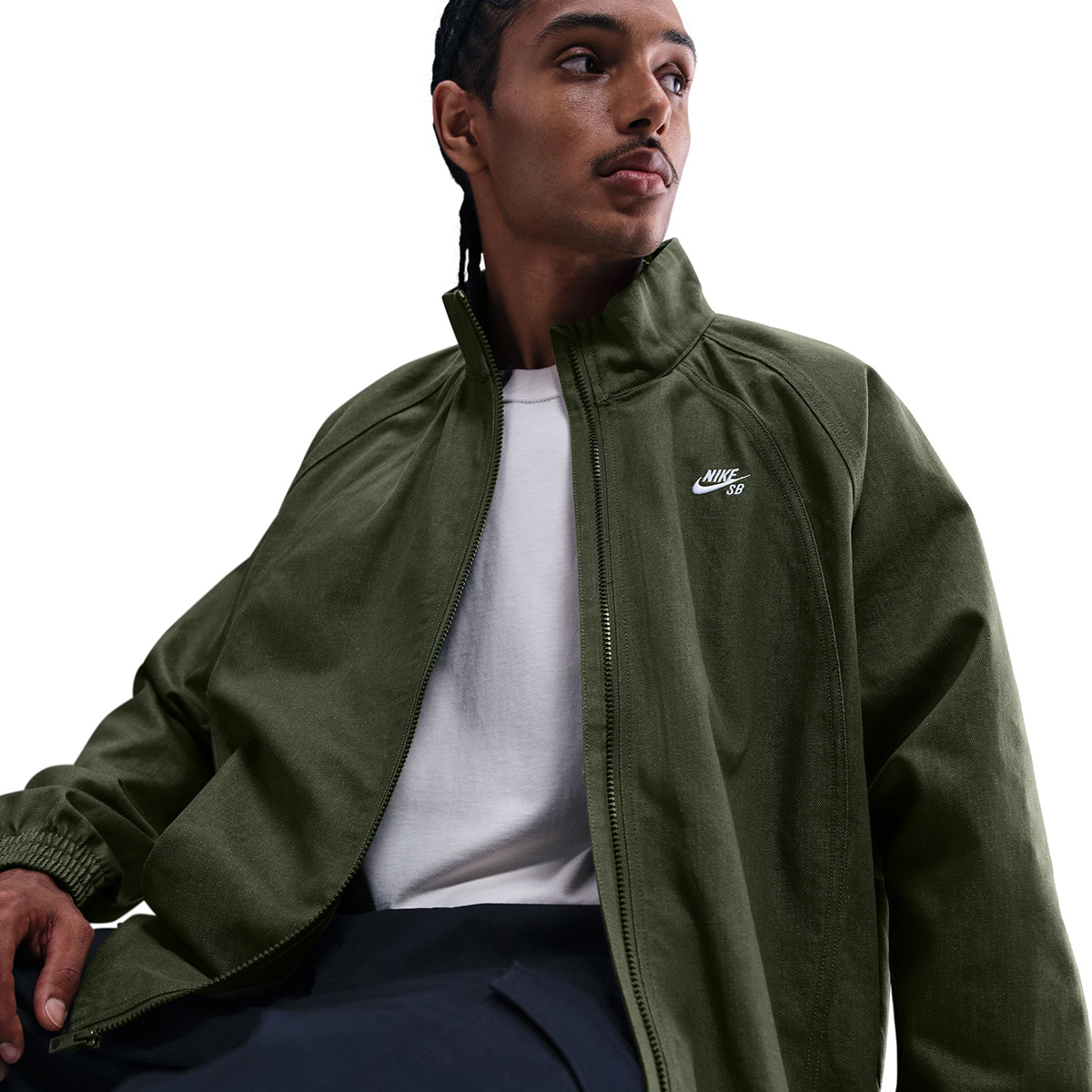 Nike SB Denim Track Jacket Medium Olive/White Nike SB Denim Track Jacket Medium Olive/White