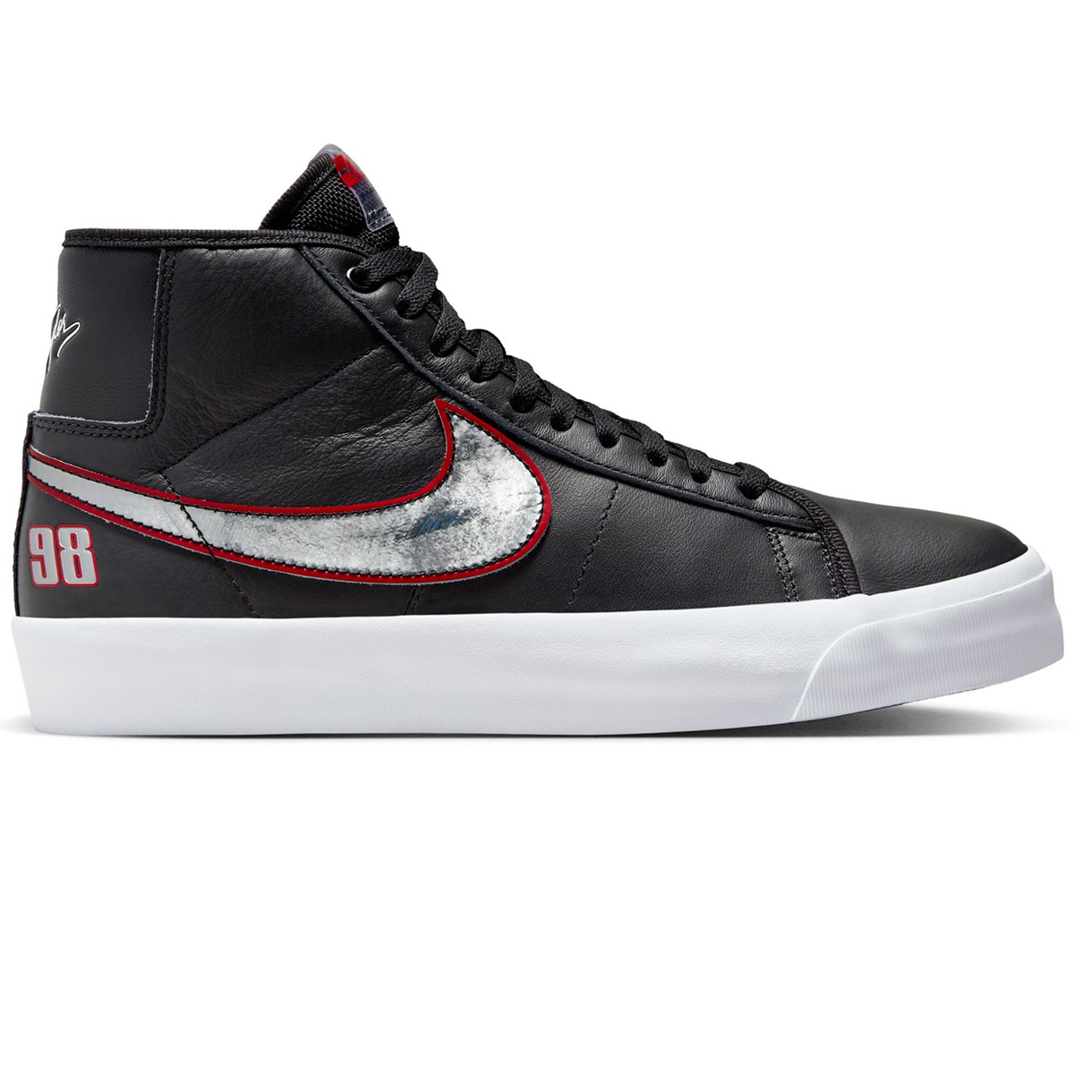 Nike SB Zoom Blazer Mid Pro GT Black/Metallic Silver/University Red | US 9.5 | 1129264_9.5