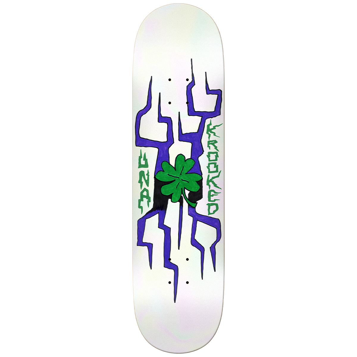 Krooked Una Lightning Clover Skateboard Deck White 8.28
