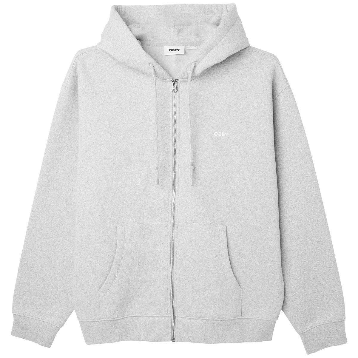 Obey Established Works Bold Zip Hoodie Fleece Ash Grey
