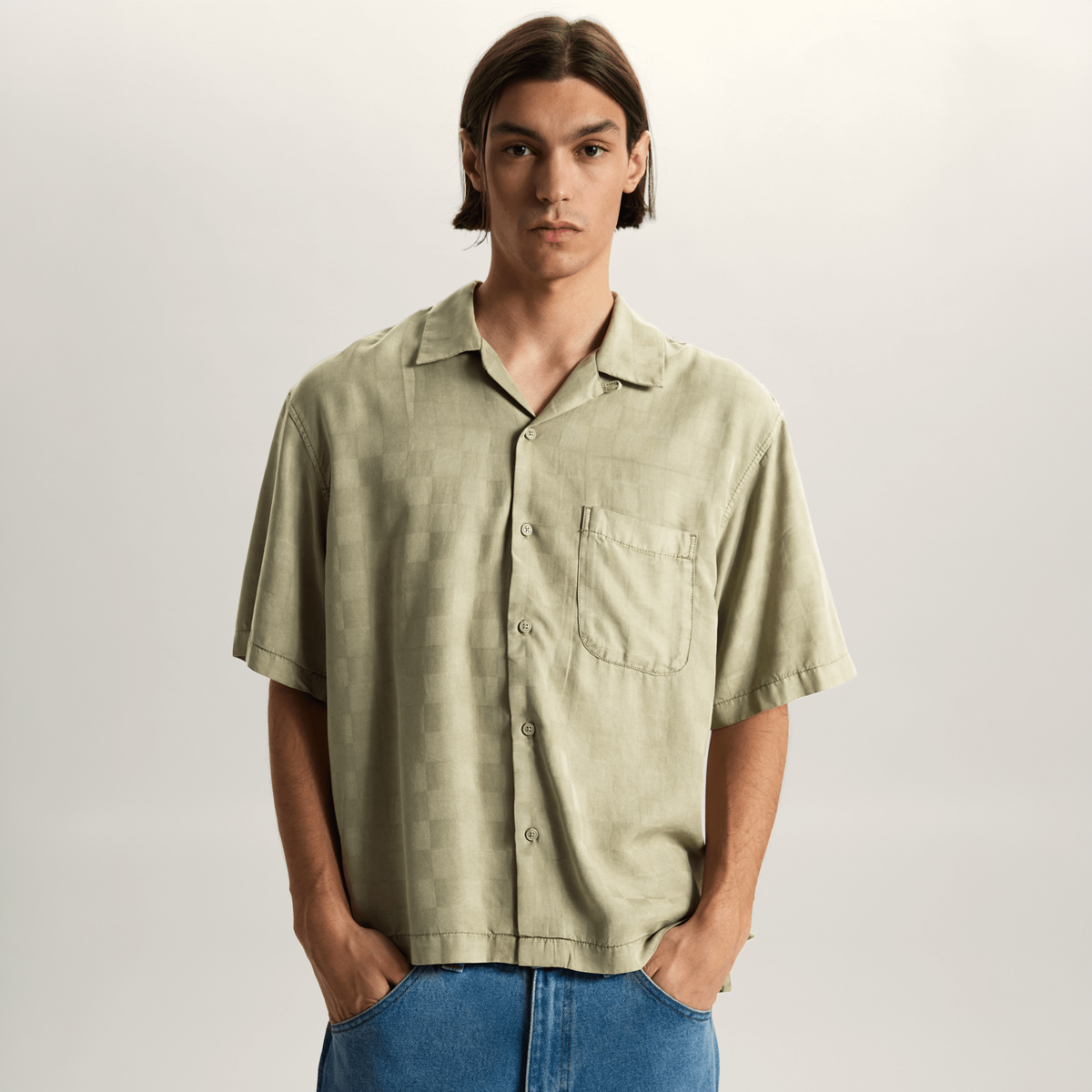 Vans Van Doren Tencel Check Camp Shirt Soft Sage