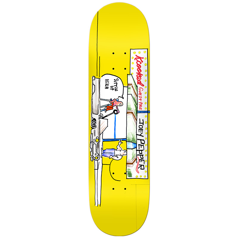 Krooked Joey Pepper Guest Pro Skateboard Deck Yellow 8.25 Krooked Joey Pepper Guest Pro Skateboard Deck Yellow 8.25