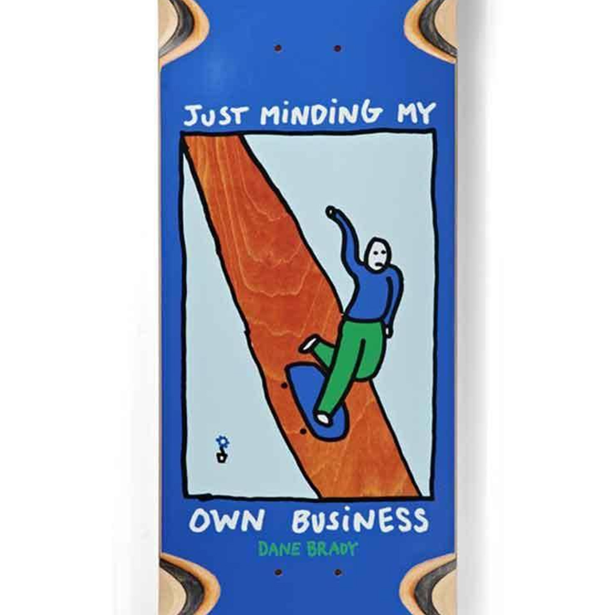Polar Dane Brady Just Minding My Own Business Wheel Well Skateboard Deck Blue 8.0