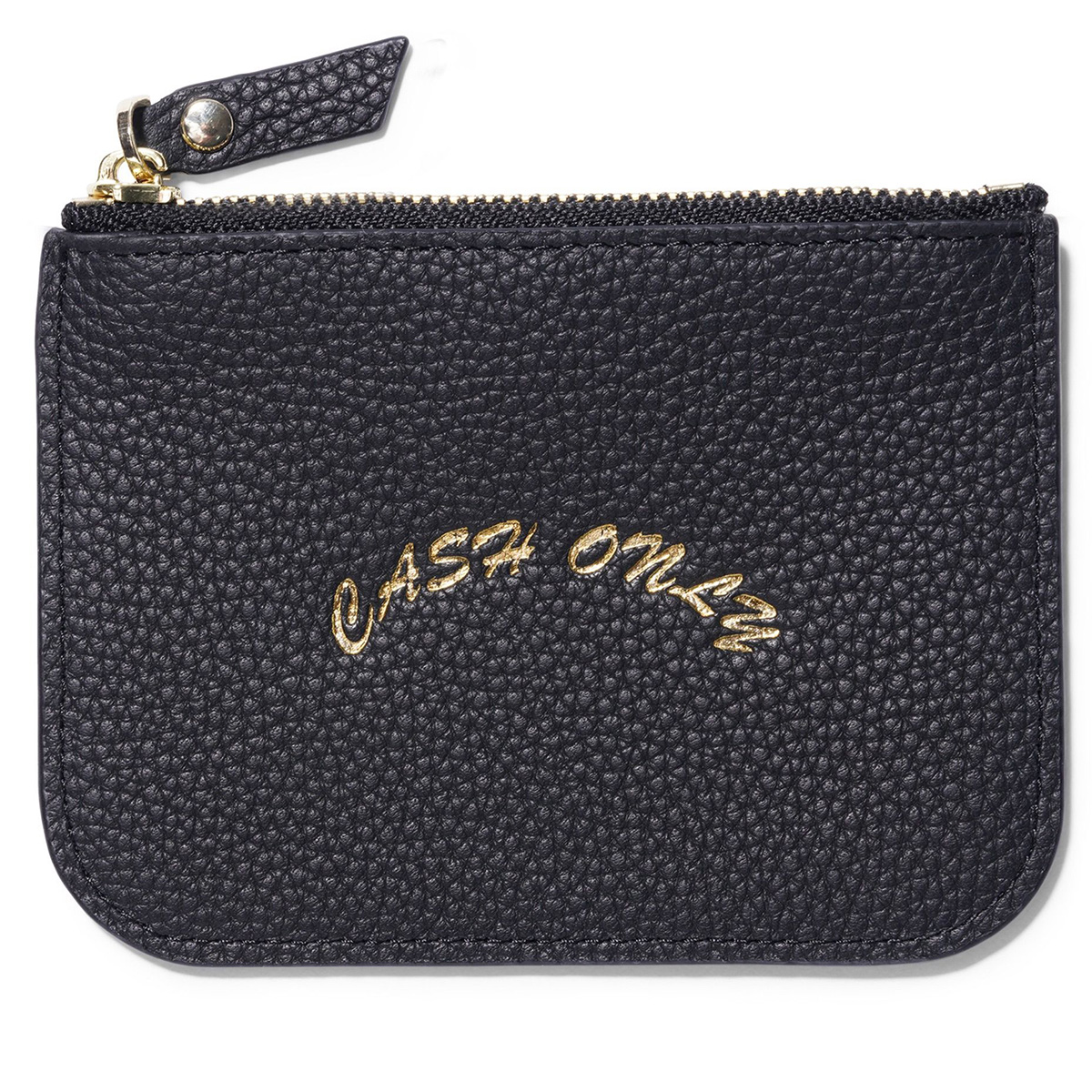Cash Only Leather Zip Wallet Black