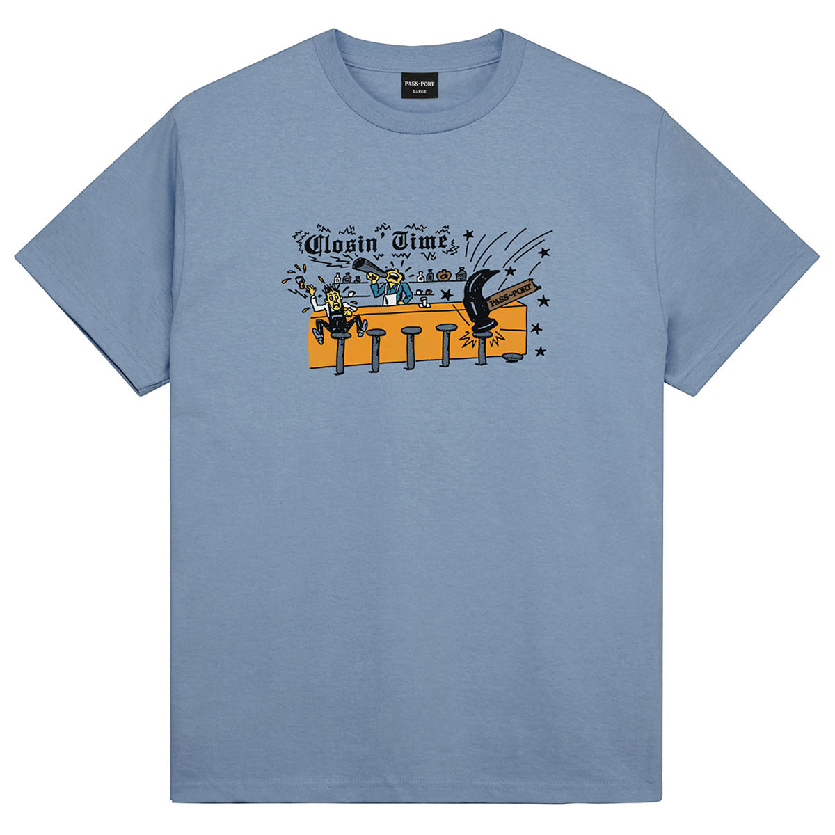 Pass Port Closin' Time T-shirt Washed Out Blue Pass Port Closin' Time T-shirt Washed Out Blue
