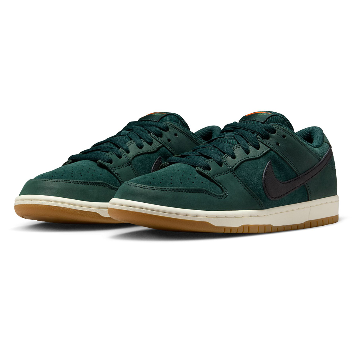 Nike SB Dunk Low Pro Deep Fir/Black-Fir-Sail-Gum Lt Brown-Safety Orange