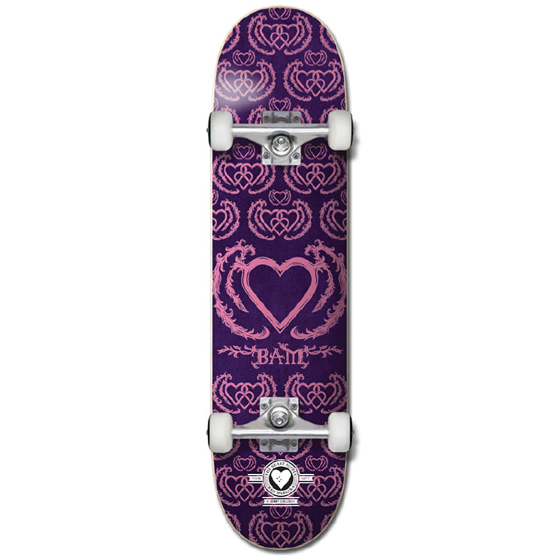 The Heart Supply Bam Margera United Pro Complete Skateboard Purple/Pink 7.75 The Heart Supply Bam Margera United Pro Complete Skateboard Purple/Pink 7.75