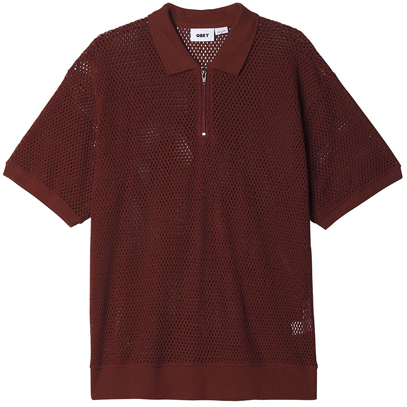 Obey Rolling Button-Up Polo Sepia