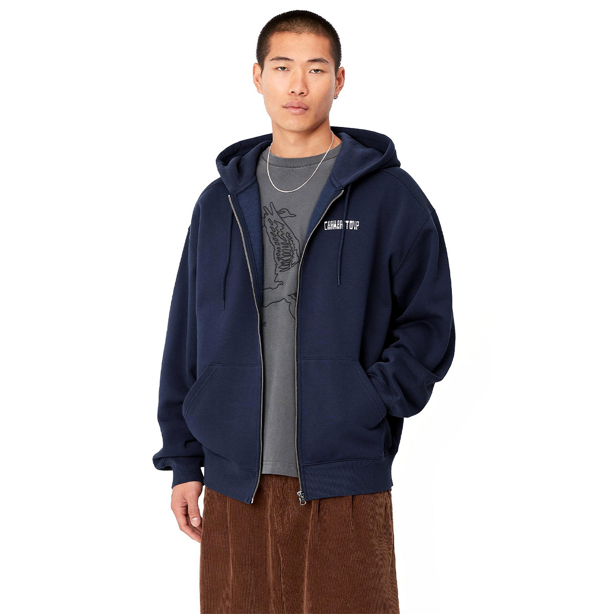 Carhartt WIP Hooded Think Tank Sweat Jacket Blue/White Carhartt WIP Hooded Think Tank Sweat Jacket Blue/White