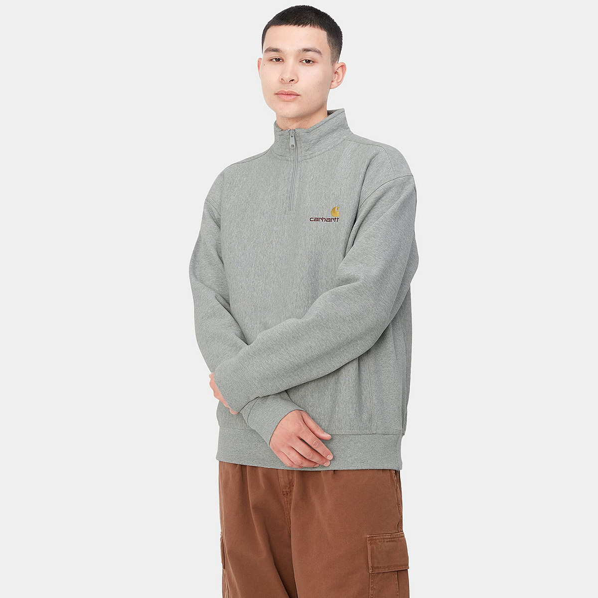 Carhartt WIP American Half Zip Sweater Grey Heather Carhartt WIP American Half Zip Sweater Grey Heather