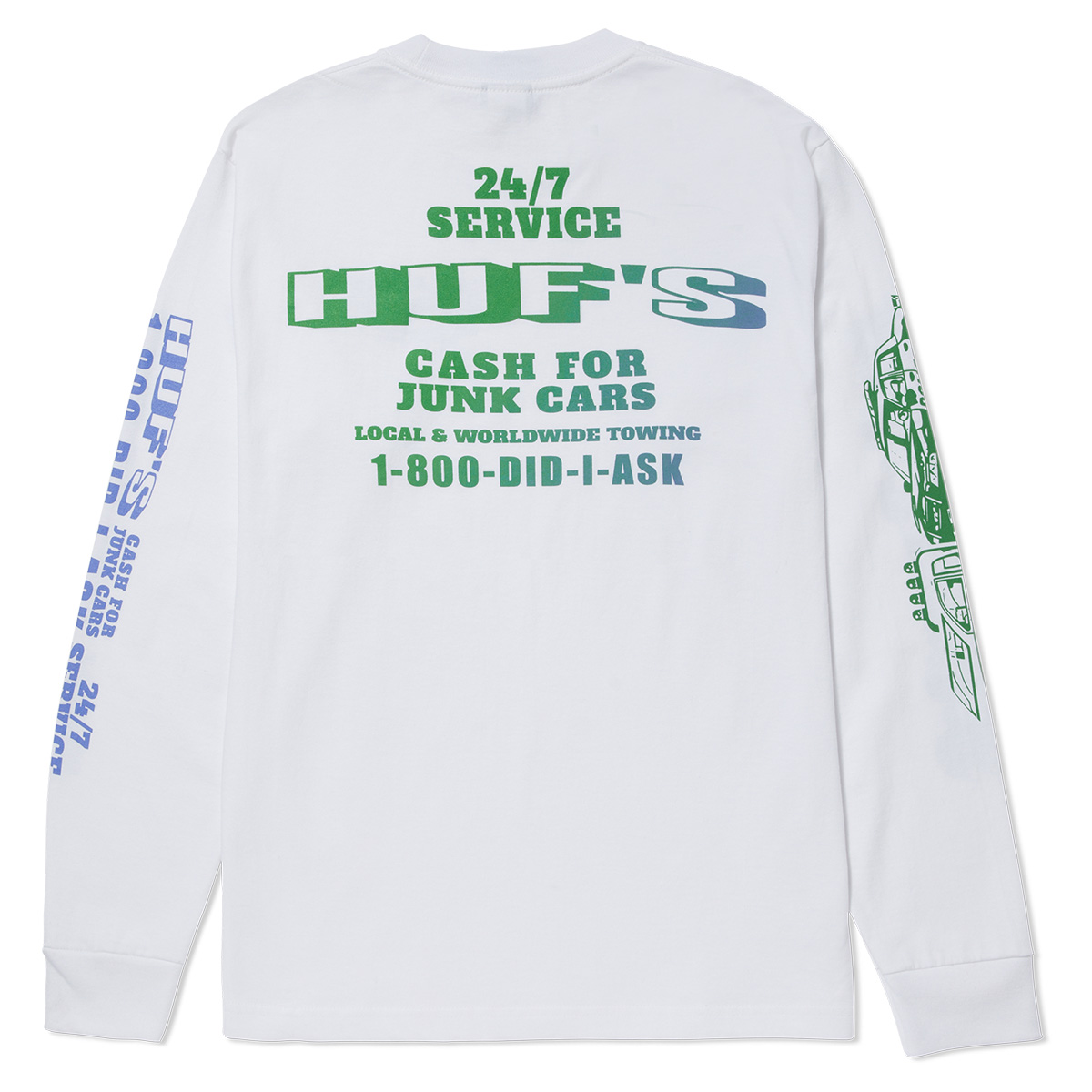 HUF Worldwide Towing Longsleeve T-Shirt White HUF Worldwide Towing Longsleeve T-Shirt White