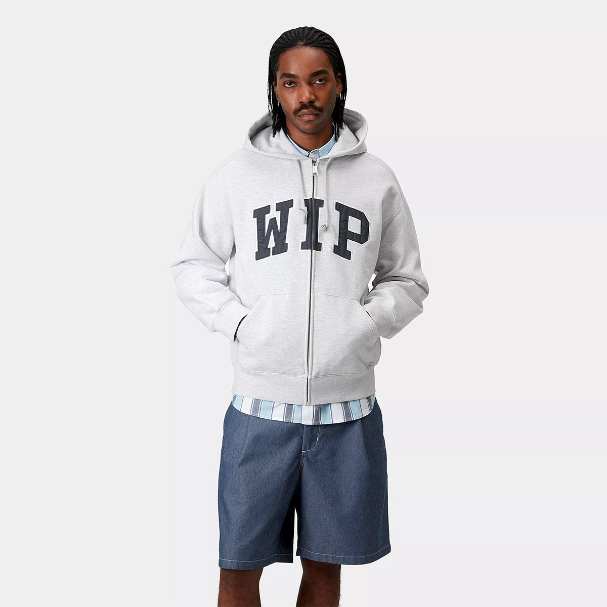 Carhartt WIP Hooded WIP Sweater Jacket Ash Heather Stone