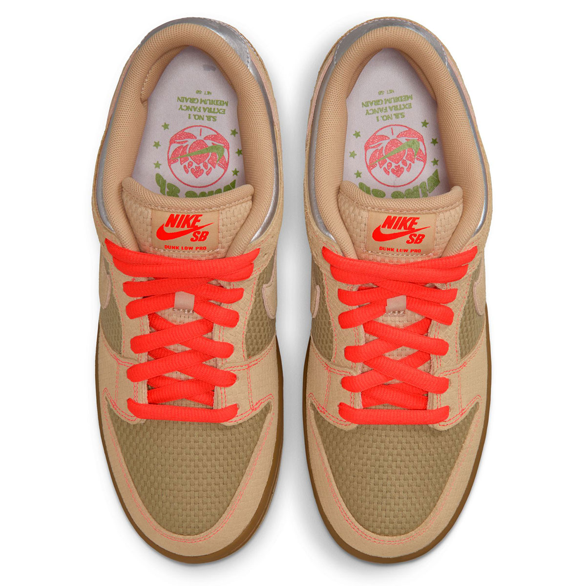 Nike SB Dunk Low Pro Canvas/Vachetta Tan-Parachute Beige-Brt Crimson-Legend Dk Brown-Mtlc Silver