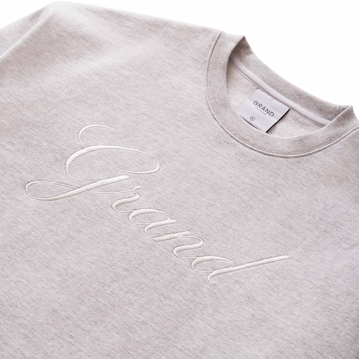 Grand Collection Big Script Crewneck Sweater Ash Grey