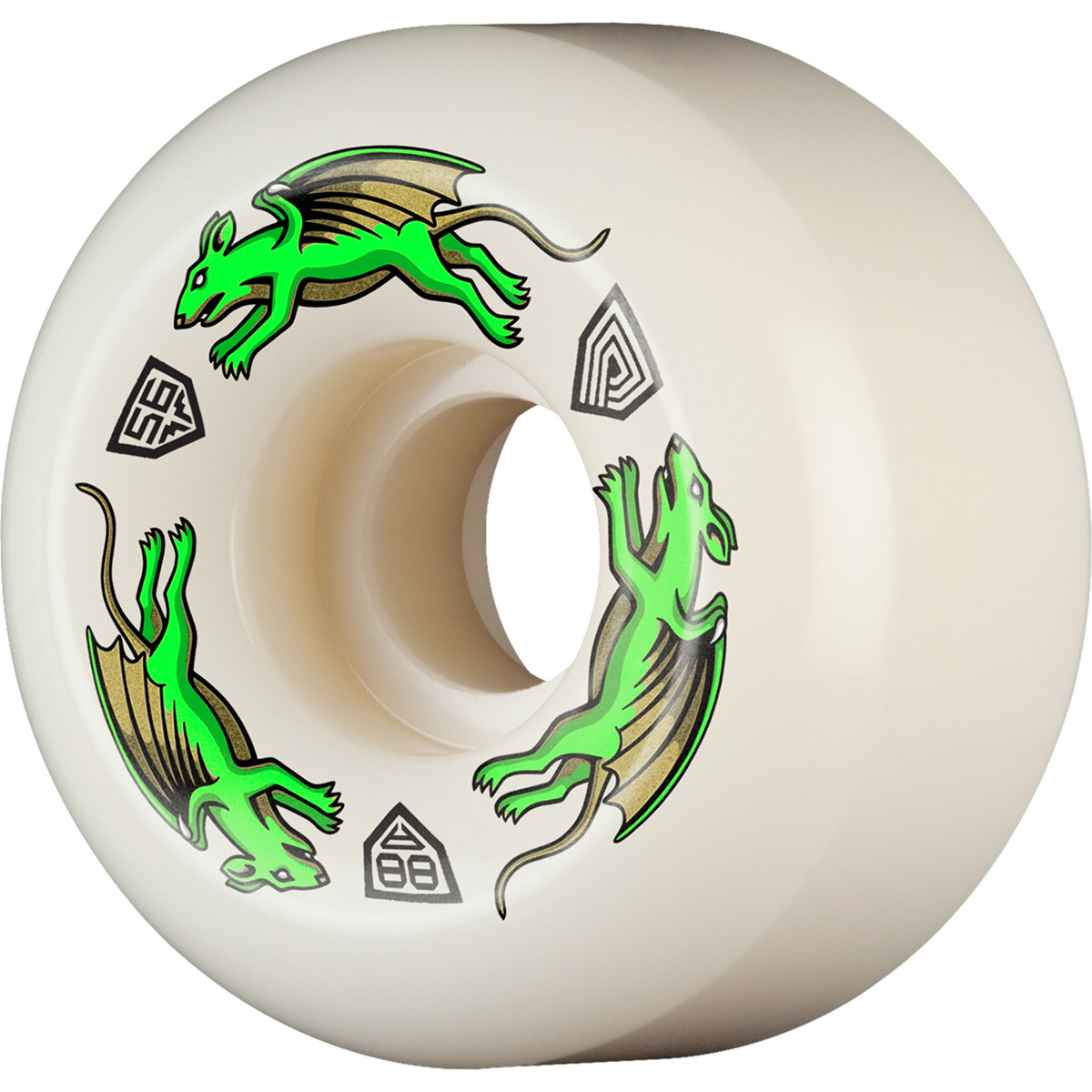 Powell Peralta Dragon Formula Nano Rat AV6 Wheels White/Green 88A 56mm x 36mm