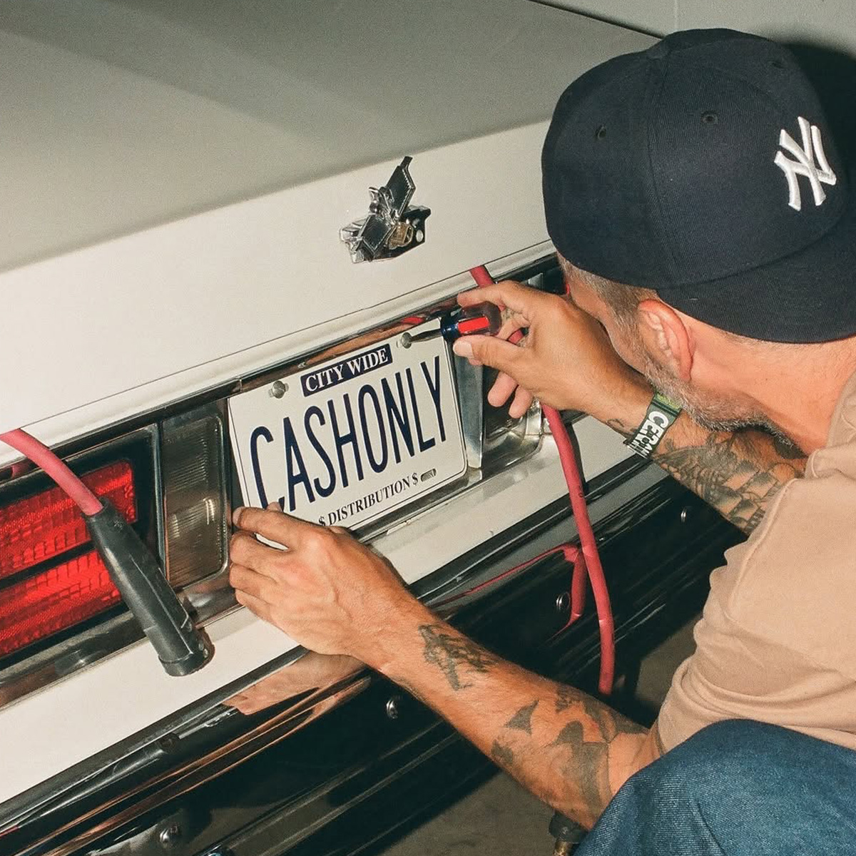 Cash Only License Plate White