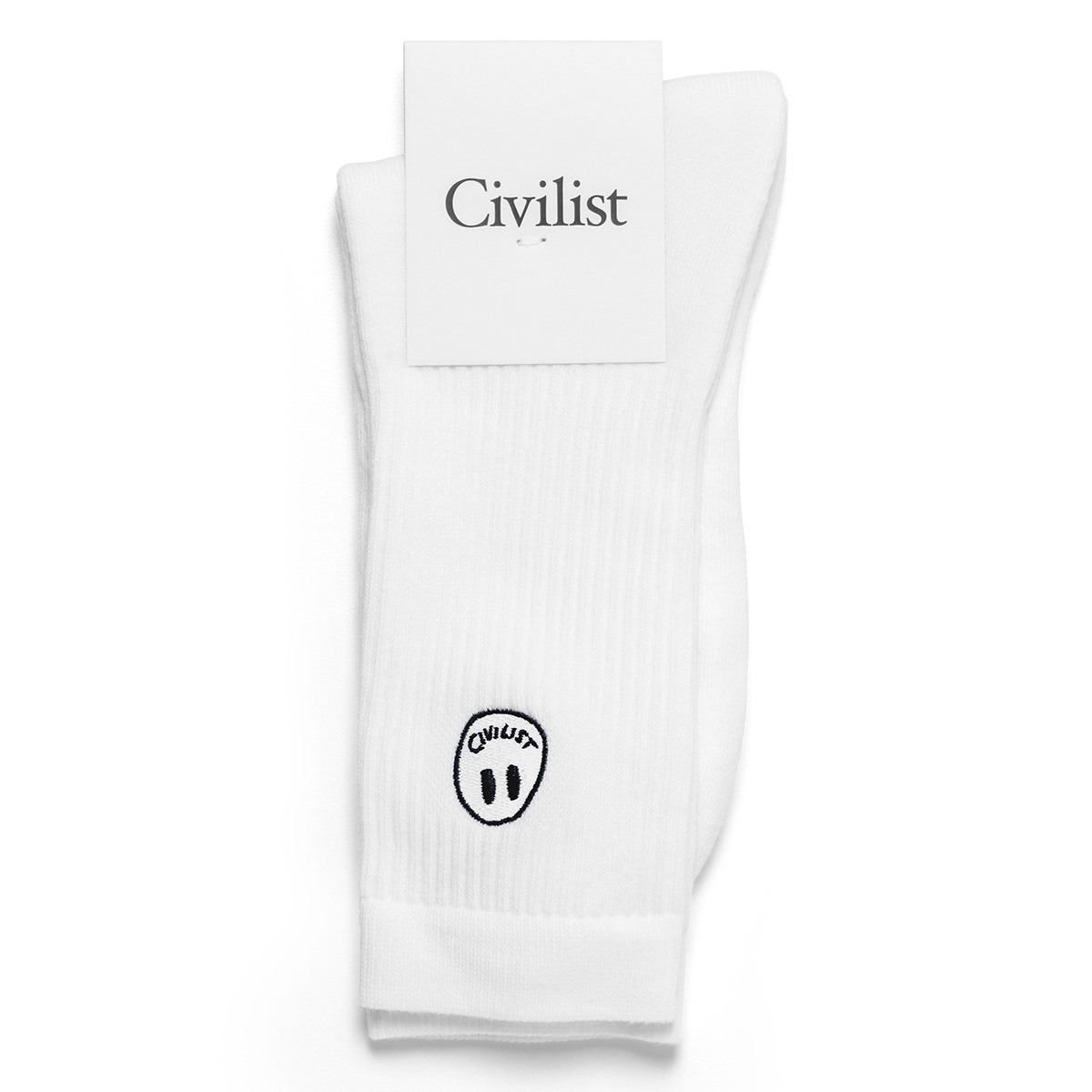 Civilist Mono Smiler Socks White