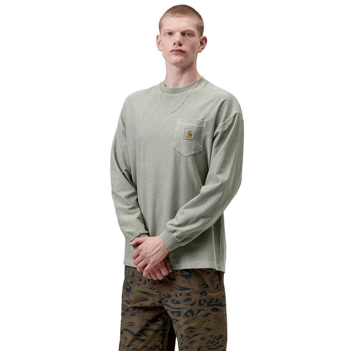 Carhartt WIP Loose Pocket Longsleeve T-Shirt Shady Green Garment Dyed
