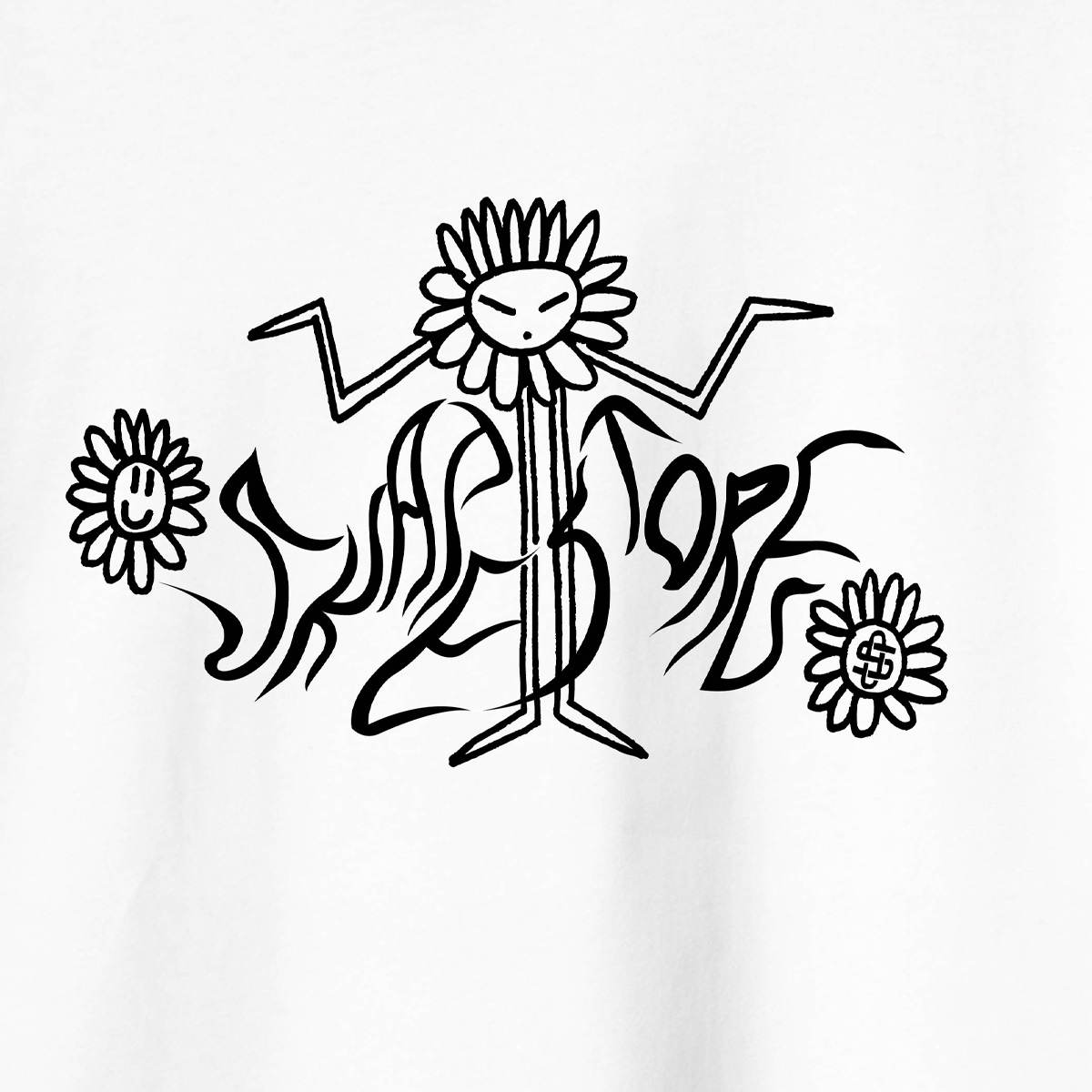 Skatestore x Woetoe Flower Shrug T-shirt White Skatestore x Woetoe Flower Shrug T-shirt White