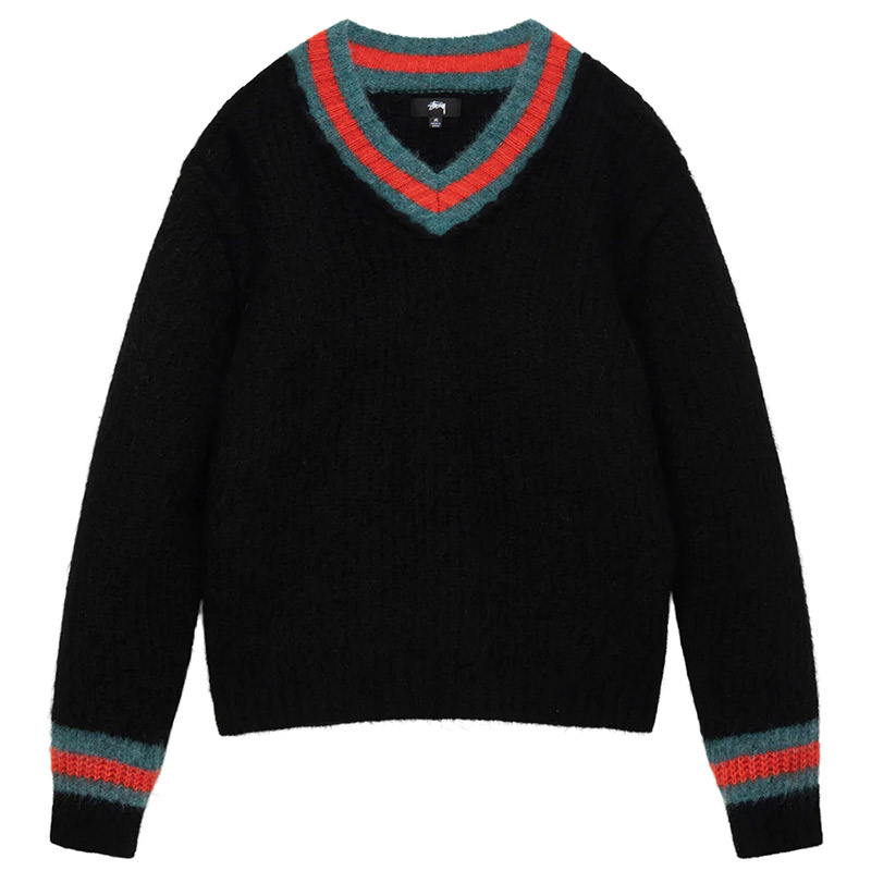 Stussy Mohair Tennis Crewneck Sweater Black