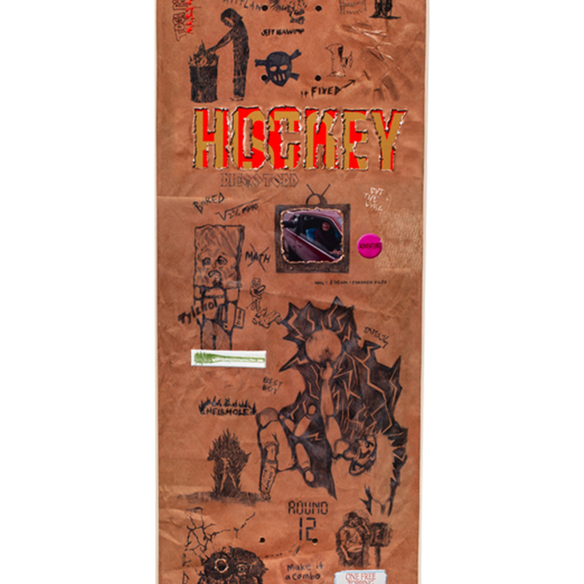 Hockey Diego Todd Paper Cover Skateboard Deck -Shape 2- 8.25