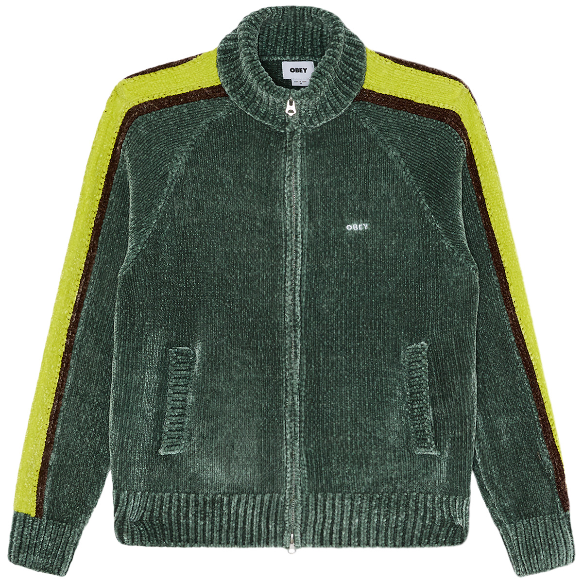 Obey Varen Zip Up Sweater Dark Forest