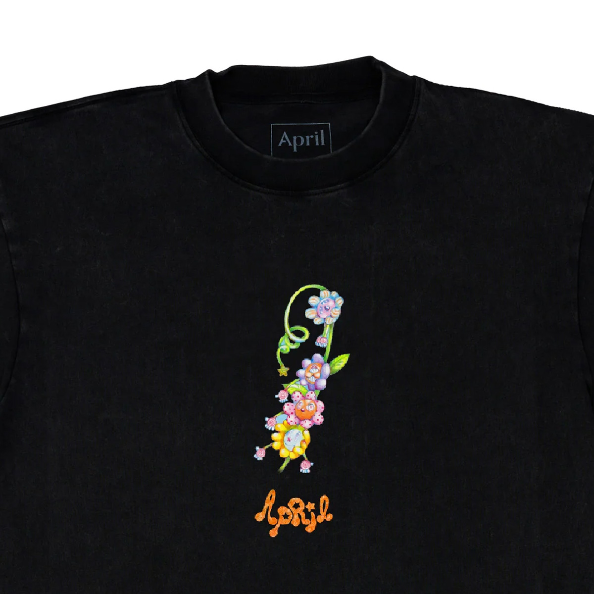 April Flower By Ema Gaspar T-Shirt Black