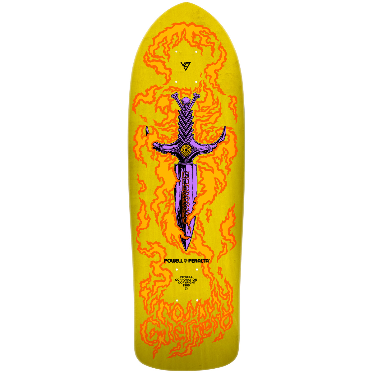 Powell Peralta Bones Brigade Guerrero Series 15 Skateboard Deck Yellow 9.75