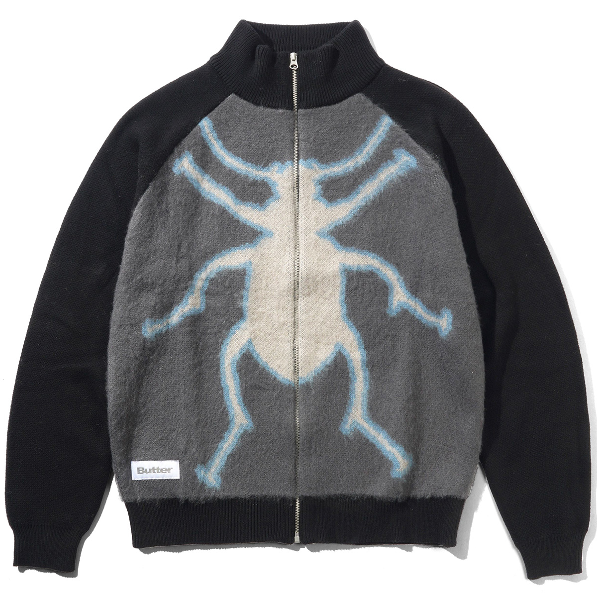 Butter Goods Beetle Zip-Thru Knit Sweater Black