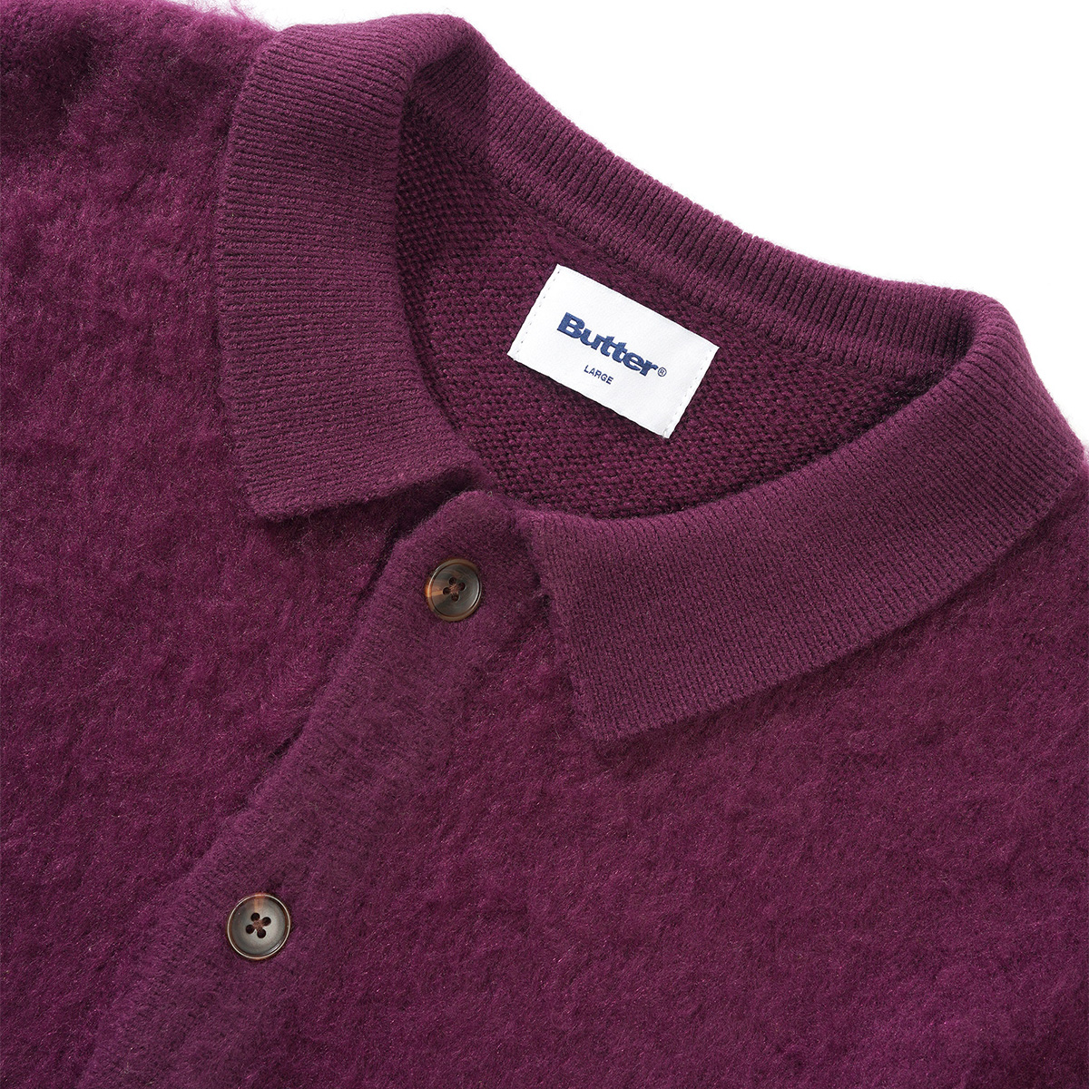 Butter Goods Mohair Button Up Knitted Cardigan Shirt Port
