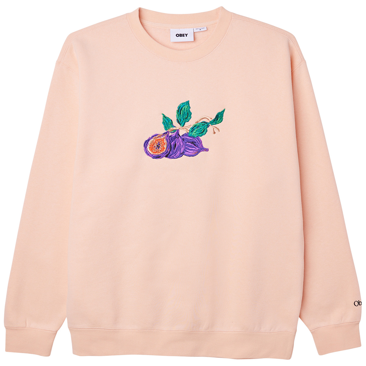 Obey Fig Crewneck Sweater Peach Parfait