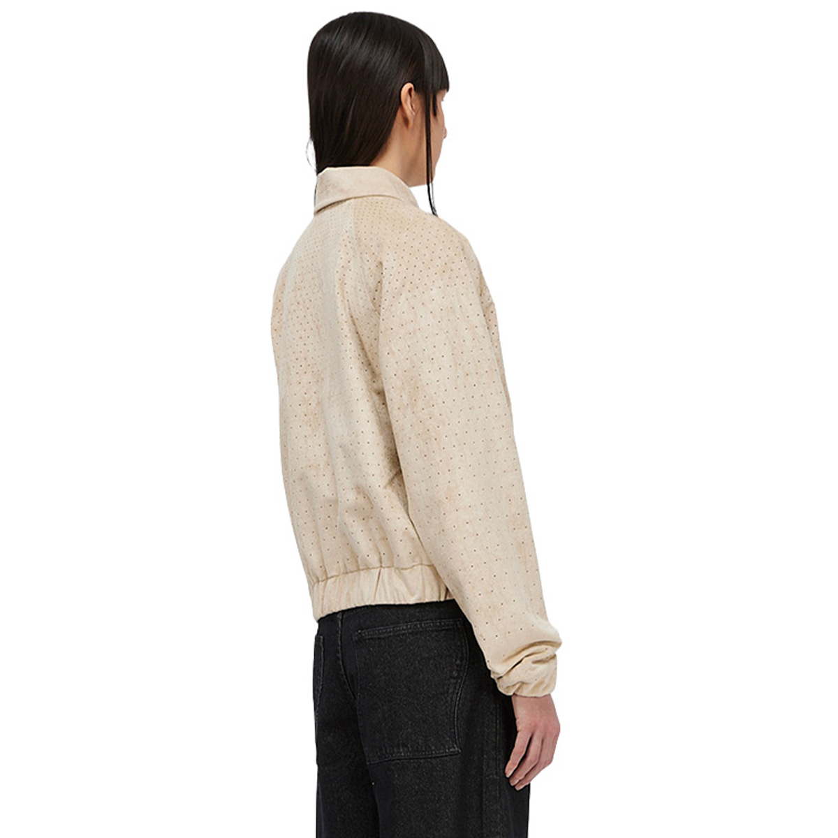 Dime Perforated Faux Suede Jacket Tan