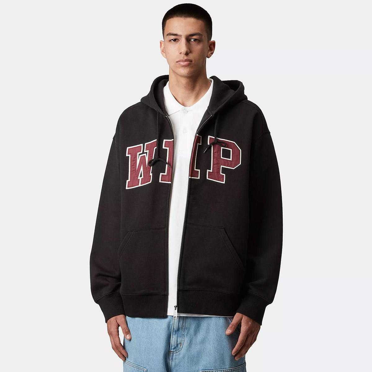 Carhartt WIP Hooded WIP Sweater Jacket Black Stone Washed Carhartt WIP Hooded WIP Sweater Jacket Black Stone Washed
