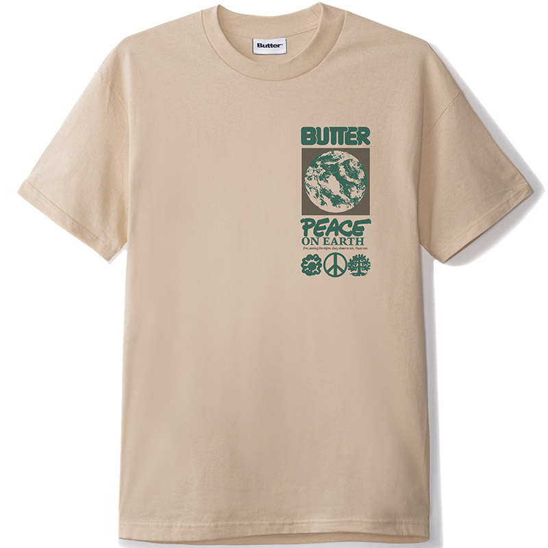 Butter Goods Peace On Earth T-shirt Sand Butter Goods Peace On Earth T-shirt Sand