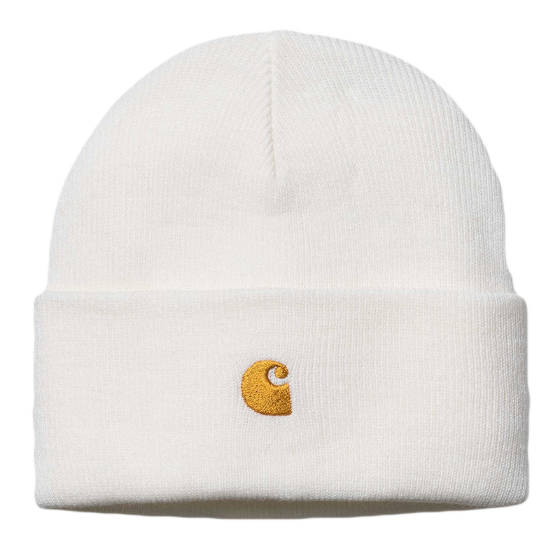 Carhartt WIP Chase Beanie White/Gold Carhartt WIP Chase Beanie White/Gold