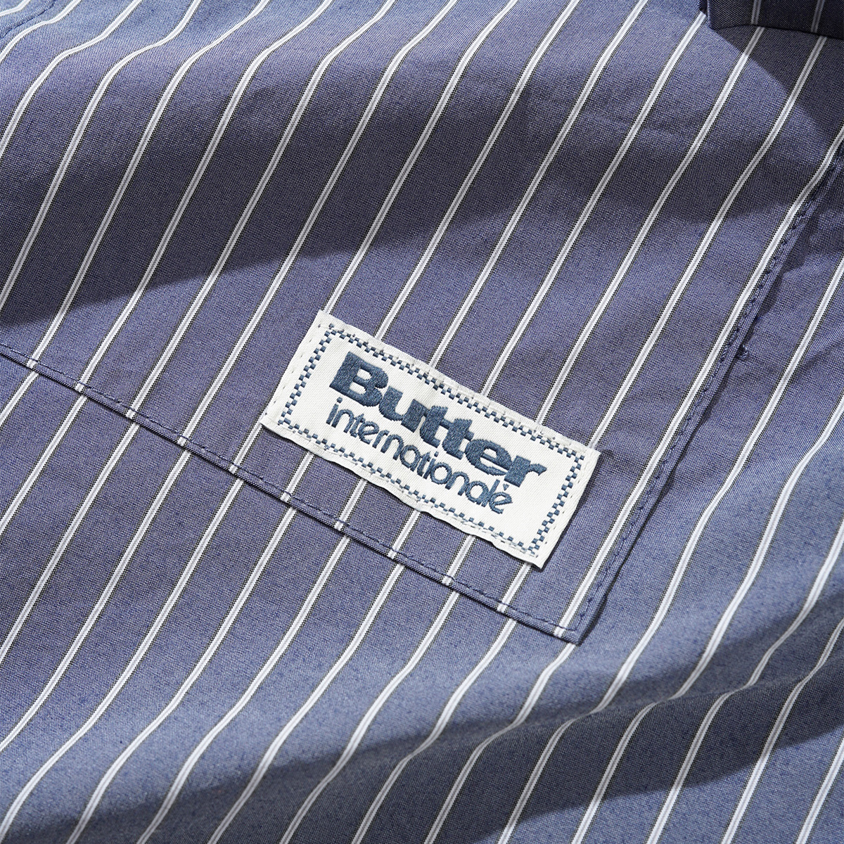 Butter Goods Vertical Stripe Shirt Stone Blue