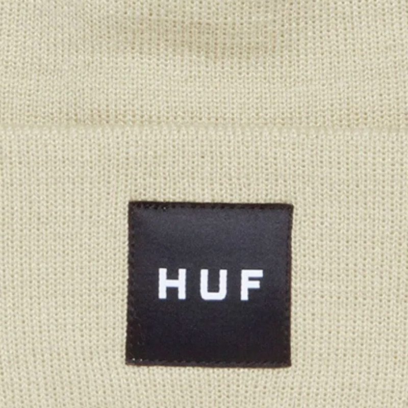 HUF Essentials Box Logo Cuff Beanie Natural HUF Essentials Box Logo Cuff Beanie Natural
