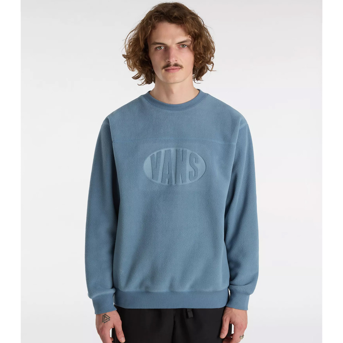 Vans Carlo Polar Fleece Loose Crewneck Sweater Bluestone