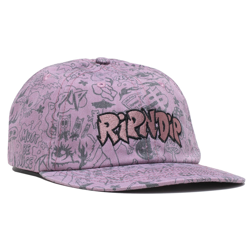 RIPNDIP We Dont Care 6 Panel Hat Mauve RIPNDIP We Dont Care 6 Panel Hat Mauve
