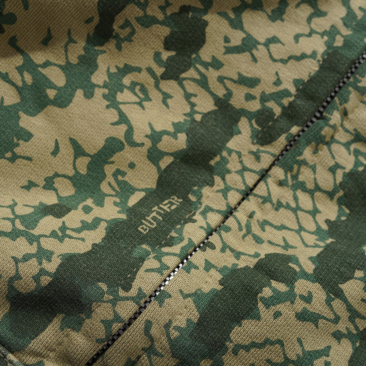 Butter Goods Lowland Camo Zip-Thru Hooded Sweater Washed Green