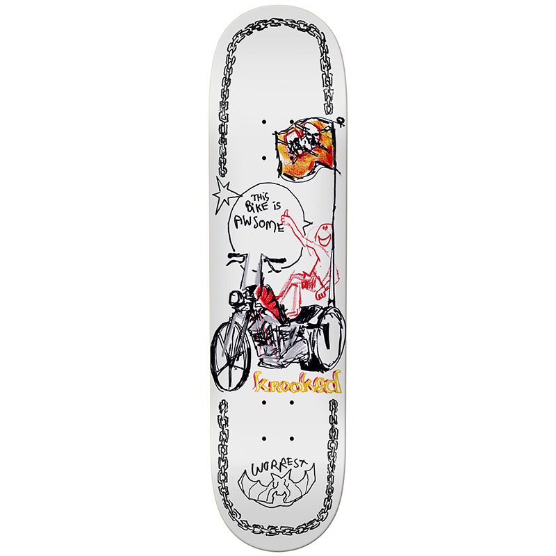 Krooked Worrest Awesome Cycle Skateboard Deck White 8.12 Krooked Worrest Awesome Cycle Skateboard Deck White 8.12