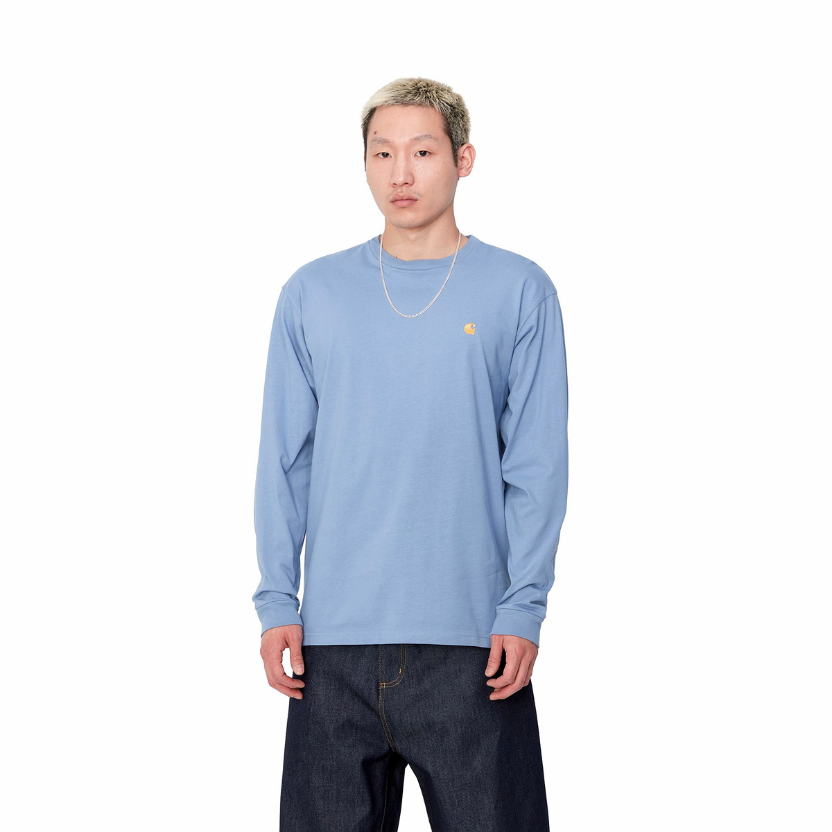 Carhartt WIP Chase Longsleeve T-Shirt Charm Blue/Gold Carhartt WIP Chase Longsleeve T-Shirt Charm Blue/Gold