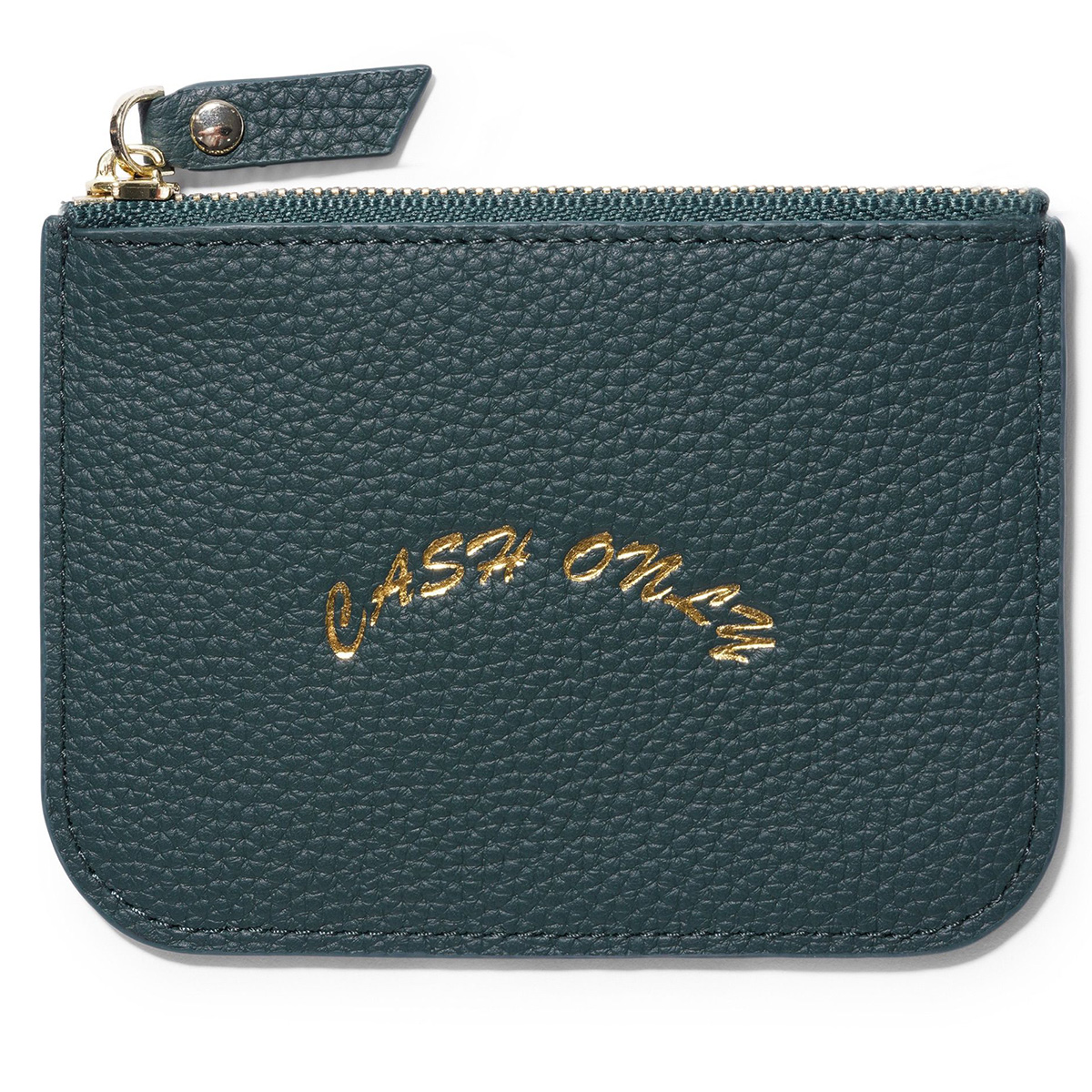 Cash Only Leather Zip Wallet Emerald