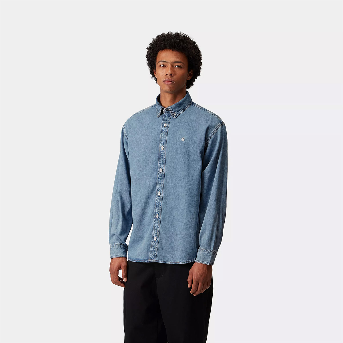 Carhartt WIP Lucas Longsleeve Shirt Blue Bleached