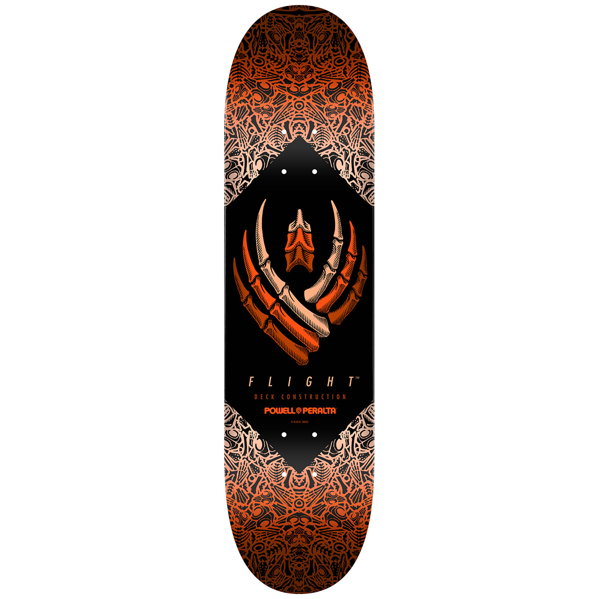 Powell Peralta Bones Flight Skateboard Deck 8.5 Orange 