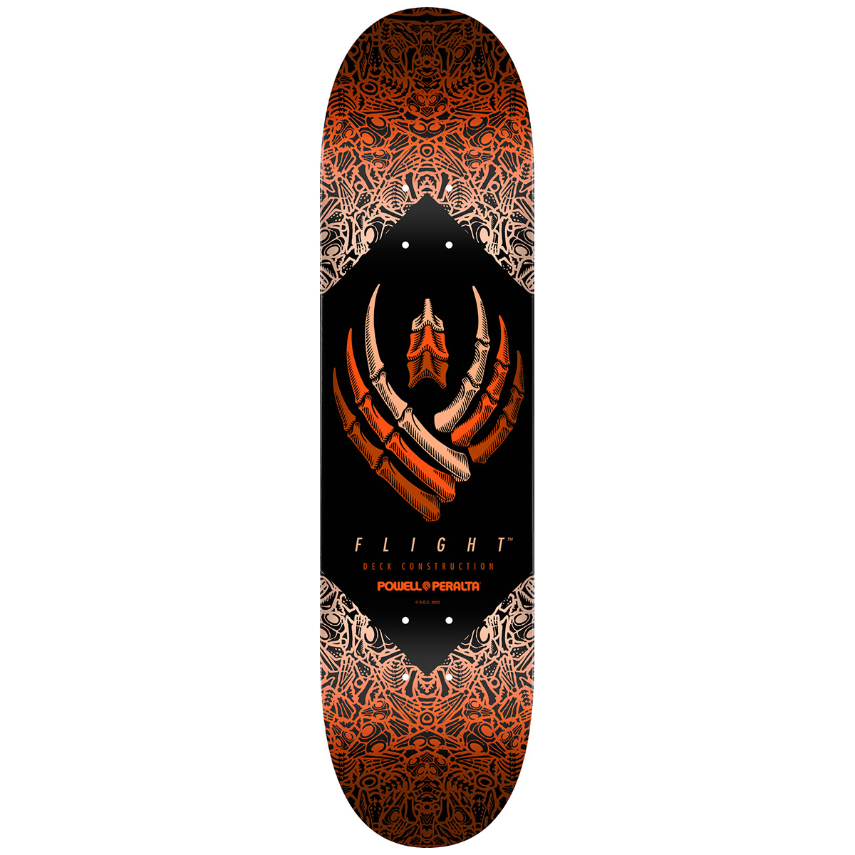 Powell Peralta Bones Flight Skateboard Deck 8.5 Orange