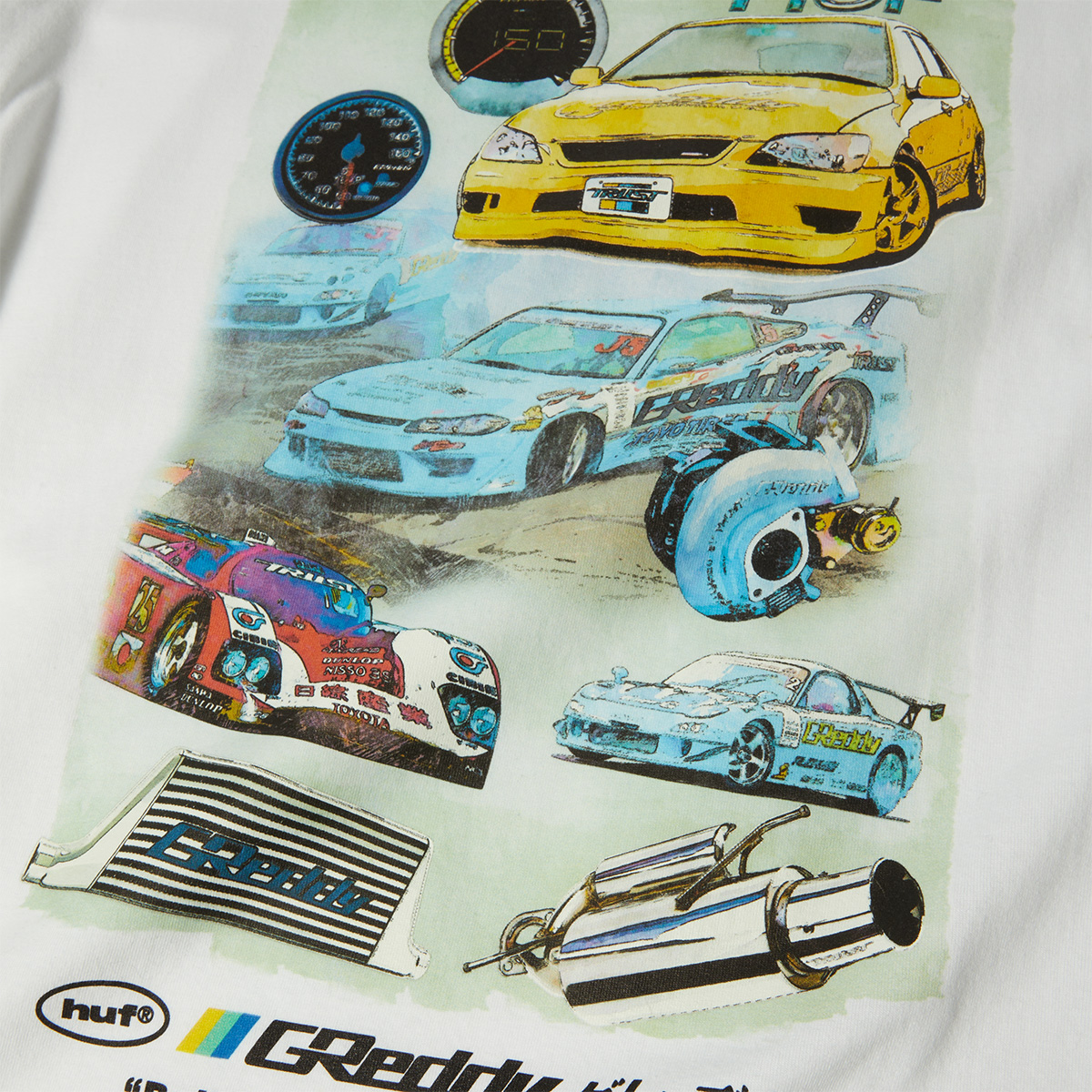 HUF x Greddy Parts T-Shirt White HUF x Greddy Parts T-Shirt White
